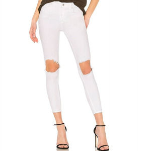 Free People Busted Knee Skinny Fit Jeans White Distressed #OB636273R Size 27